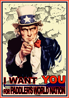 Propaganda, Green Touch Picture, Theodore, Heitz, Kayak, Canoe, Uncle Sam, Paddle, World Nation, 